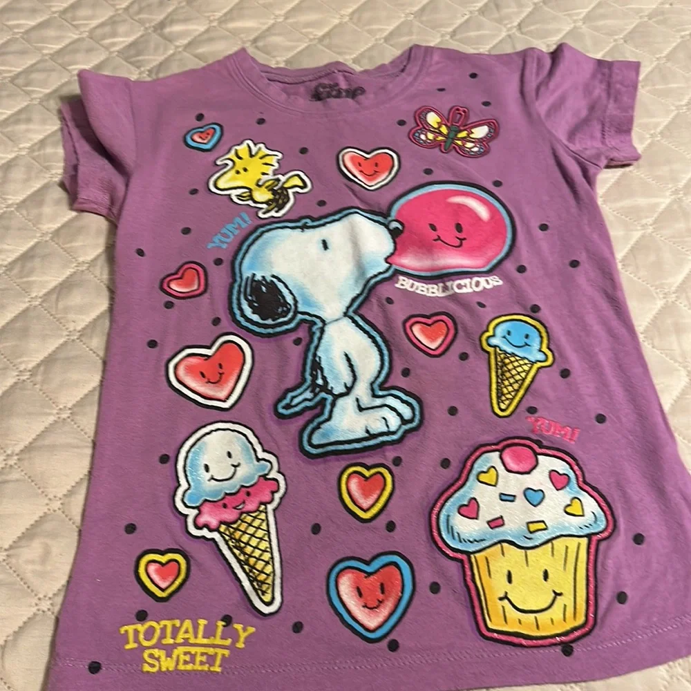 2 tee shirts and pair of shorts shirts are size girls medium. Puma and peanuts. - Picture 5 of 11